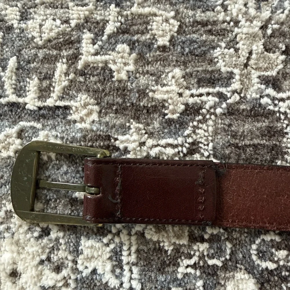 Vintage 70s ETIENNE AIGNER Womens S Handmade Leather Brass Belt Oxblood RARE